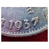 1937 German Third Reich Silver 5 Mark Coin