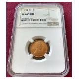 1954-D Wheat Penny - NGC MS65 Red