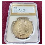 1921 Peace Dollar - PGA MS64 - Wow!
