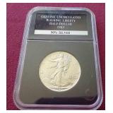 Slabbed Uncirculated 1945 Walking Liberty Half Dollar