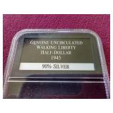 Slabbed Uncirculated 1945 Walking Liberty Half Dollar