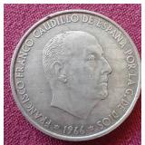 1966 Spanish Silver 100 Pesetas Coin
