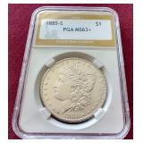 1885-S Morgan Dollar PGA MS63+ - Nice Coin!