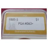 1885-S Morgan Dollar PGA MS63+ - Nice Coin!