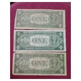 (3) Silver Certificate $1 Notes