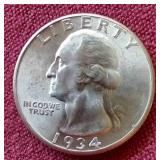 Gorgeous Uncirculated 1934-D Washington Quarter - Wow!