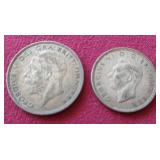 (2) Vintage British Silver Coins