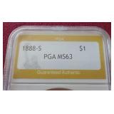 1888-S Morgan Dollar - PGA MS63 - Key Coin!