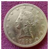 1893 Liberty Head $10 Gold Coin - Nice!