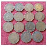 (15) Indian Pennies - All 1800s