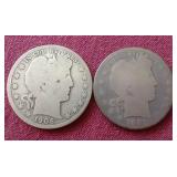 (2) Barber Half Dollars