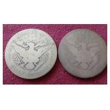 (2) Barber Half Dollars