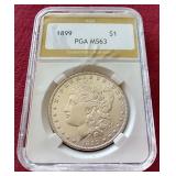 Awesome Low Mintage 1899 Morgan Dollar - PGA MS63