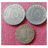 (3) WW2 German Third Reich Coins