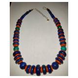 925 Jay King DTR Blue Lapis Orange Turquoise Necklace