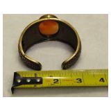 Amedeo Deco style Hand Carved Cameo Brass Cuff Bracelet
