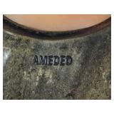Amedeo Deco style Hand Carved Cameo Brass Cuff Bracelet