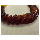 Retro Graduated Congnac & Eggyolk Reconstituted Amber Disc Necklace