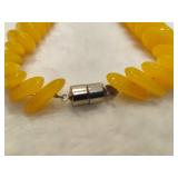 Retro Graduated Congnac & Eggyolk Reconstituted Amber Disc Necklace