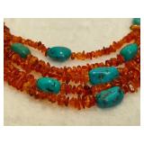 925 Jay King DTR Amber & Turquoise Nugget Five Strand Nugget Necklace
