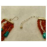 925 Jay King DTR Amber & Turquoise Nugget Five Strand Nugget Necklace