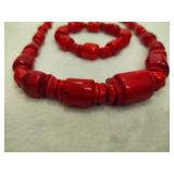 925 Jay King DTR Red Coral Necklace & Bracelet Set