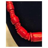 925 Jay King DTR Red Coral Necklace & Bracelet Set