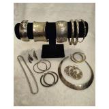 Lot of Assorted Silver Tone Jewelry