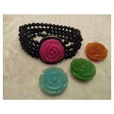 Carved Roses 4-in-1 Interchangeable Bracelet