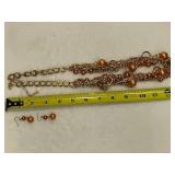 You & I Multi-Strand Crocheted Bronze & Gold Tone Beaded Necklace & Earrings Set