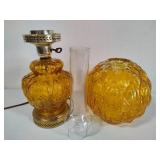 Boudoir Double Ball Amber Color Glass Lamp
