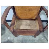 Antique Oak Seated Hall Tree w/Mirror