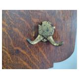 Antique Oak Seated Hall Tree w/Mirror
