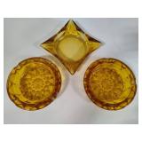 Amber Glass Vintage Ashtrays