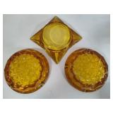 Amber Glass Vintage Ashtrays