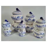 Blue Onion Five Piece Vintage Canister Set