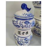 Blue Onion Five Piece Vintage Canister Set