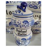 Blue Onion Five Piece Vintage Canister Set