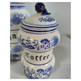 Blue Onion Five Piece Vintage Canister Set