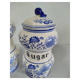 Blue Onion Five Piece Vintage Canister Set