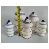 Blue Onion Five Piece Vintage Canister Set