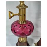 Set of Cranberry Glass Vintage Lamps