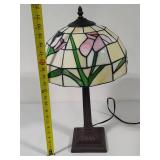 Tiffany Style Butterfly & Flower Stained Glass Table Lamp
