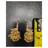Sterling Silver Filigree Peacock Chandelier Dangle Earrings