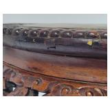 Hand Carved Wood Table w/Marble Top