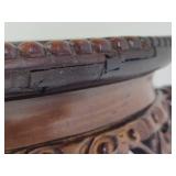 Hand Carved Wood Table w/Marble Top