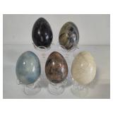 Set of Five Polished Stone Eggs