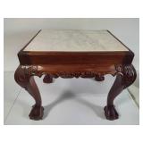 Claw Foot Marble Top End Table