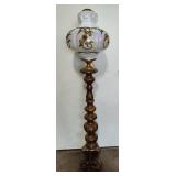 Victorian Free-Standing Brass Lamp w/Opalescent Shade