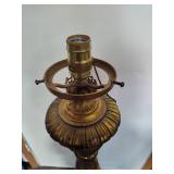 Victorian Free-Standing Brass Lamp w/Opalescent Shade